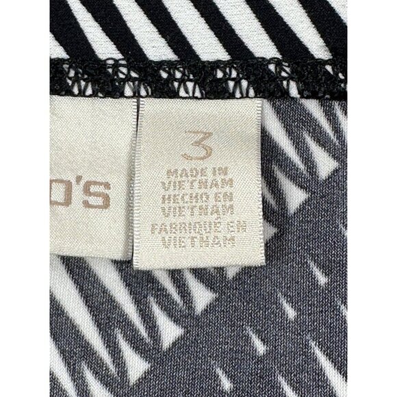 Chicos‎ Size 3 Womens Maxi Skirt Geometric Tribal Print Black & White Side Slit - Picture 3 of 16